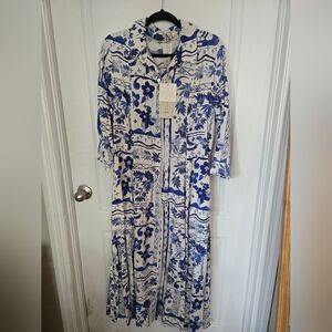 Joie Blue and White Floral Maxi Dress